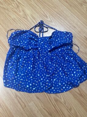 Sienna Sky Royal Blue Halter Spotted Camisole